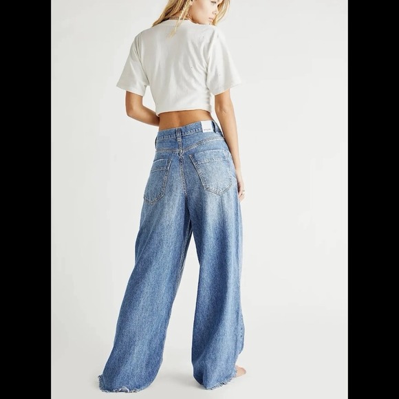 Free People Old West Slouchy Jeans Wide Leg Blue Denim Hi Rise We The Free Sz 27 - Picture 7 of 10